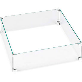 Square Fire Pit Glass Wind Screen, Clear