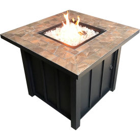 Square Tile Top Fire Pit, Black