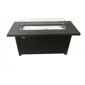 Outdoor Rectangle Fire Pit with Wind Screen, Black Mocha