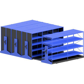 Mobile Aisle System, 4 Carriages, 48"D x 144"W x 91"H, 3 Standard, 1 Bulk Rack, Blue