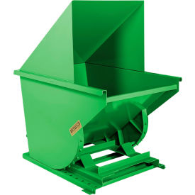 Medium Duty Steel Hooded Self Dumping Hopper, 1 Cu. Yd., 5000 lb. Capacity, Green Byte