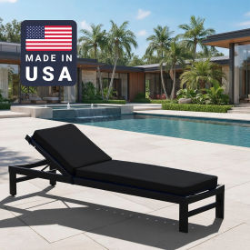 Chaise Lounge Cushion, Rectangular Memory Foam Core, Sunbrella Black Fabric