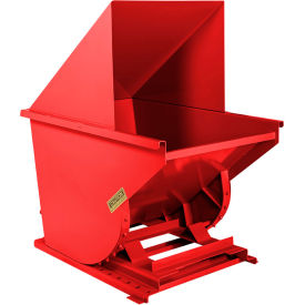 Medium Duty Steel Hooded Self Dumping Hopper, 1 Cu. Yd., 5000 lb. Capacity, Red