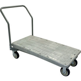 Nestable Flatbed with Plain Handle & Poly Wheels, 60" x 34", 2000 lb. Capacity