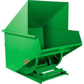 Medium Duty Steel Hooded Self Dumping Hopper, 2 Cu. Yd., 6000 lb. Capacity, Green Byte