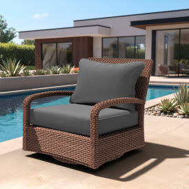 Deep Seat Cushion, Fiber Back, Foam Seat, Olefin Charcoal Fabric