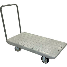 Non-Nesting Flatbed with Plain Handle & 4 Poly Wheels, 48" x 27", 2200 lb Capacity