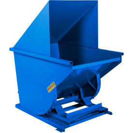 Heavy Duty Steel Hooded Self Dumping Hopper, 1 Cu. Yd., 6000 lb. Capacity, Blue