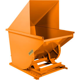Light Duty Steel Hooded Self Dumping Hopper, 1 Cu. Yd., 4000 lb. Capacity, Orange
