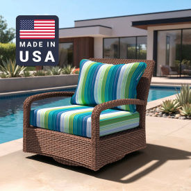 Deep Seat Cushion, Memory Foam Core, Sunbrella Seville Seaside Fabric