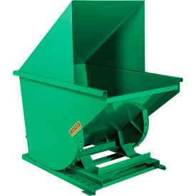 Heavy Duty Steel Hooded Self Dumping Hopper, 1 Cu. Yd., 6000 lb. Capacity, Green