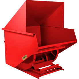 Medium Duty Steel Hooded Self Dumping Hopper, 2 Cu. Yd., 6000 lb. Capacity, Red