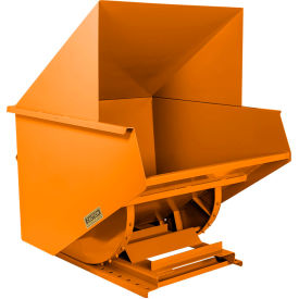 Light Duty Steel Hooded Self Dumping Hopper, 2 Cu. Yd., 4000 lb. Capacity, Orange