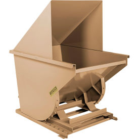 Heavy Duty Steel Hooded Self Dumping Hopper, 1 Cu. Yd., 6000 lb. Capacity, Tan