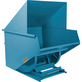 Heavy Duty Steel Hooded Self Dumping Hopper, 2 Cu. Yd., 7000 lb. Capacity, Polymer Blue