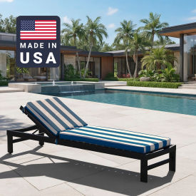 Chaise Lounge Cushion, Memory Foam Core, Sunbrella Cabana Regatta Fabric