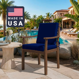 Dining Chair Cushion, Square Memory Foam Core, Sunbrella True Blue Fabric