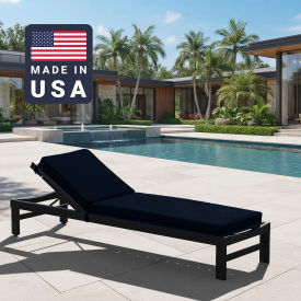 Chaise Lounge Cushion, Rectangular Memory Foam Core, Sunbrella Navy Fabric