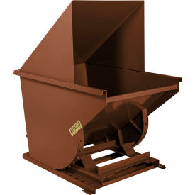 Heavy Duty Steel Hooded Self Dumping Hopper, 1 Cu. Yd., 6000 lb. Capacity, Brown