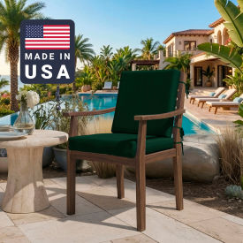 Dining Chair Cushion, Square Memory Foam Core, Sunbrella Forest Green Fabric