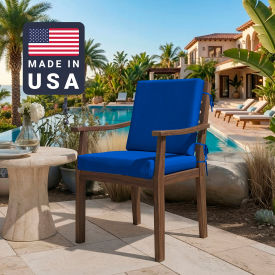 Dining Chair Cushion, Square Memory Foam Core, Sunbrella Pacific Blue Fabric