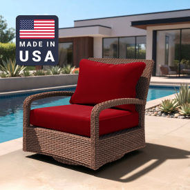 Deep Seat Cushion, Rectangular Memory Foam Core, Sunbrella Jockey Red Fabric