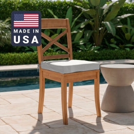 Seat Pad Cushion, Square Memory Foam Core, Sunbrella Natural Fabric, Set of 2