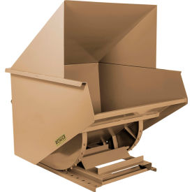 Heavy Duty Steel Hooded Self Dumping Hopper, 2 Cu. Yd., 7000 lb. Capacity, Tan