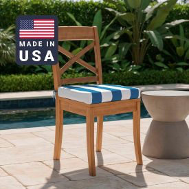 Seat Pad Cushion, Memory Foam Core, Sunbrella Cabana Regatta Fabric, Set of 2
