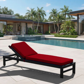 Chaise Lounge Cushion, Foam Filled, Olefin Red Fabric