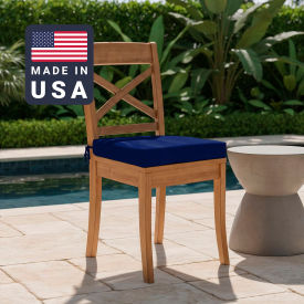 Seat Pad Cushion, Square Memory Foam Core, Sunbrella True Blue Fabric, Set of 2