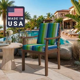 Dining Chair Cushion, Square Memory Foam Core, Sunbrella Seville Seaside Fabric