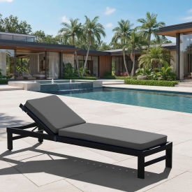 Chaise Lounge Cushion, Foam Filled, Olefin Charcoal Fabric