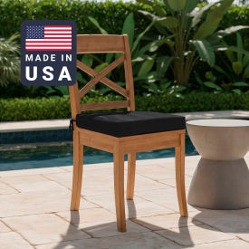 Seat Pad Cushion, Square Memory Foam Core, Sunbrella Black Fabric, Set of 2