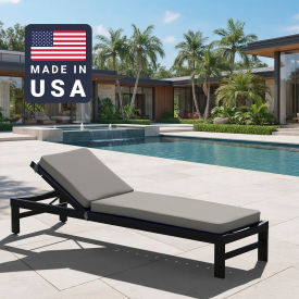 Chaise Lounge Cushion, Rectangular Memory Foam Core, Sunbrella Granite Fabric