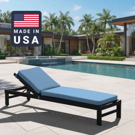 Chaise Lounge Cushion, Rectangular Memory Foam Core, Sunbrella Air Blue Fabric