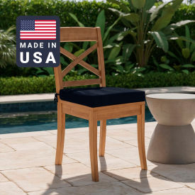 Seat Pad Cushion, Square Memory Foam Core, Sunbrella Navy Fabric, Set of 2