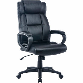 High-Back Executive Chair, Bonded Leather, 25-5/8"W x 27-13/16"D x 45-11/16"H, Black