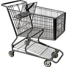Metal Shopping Cart, 147 Liter Capacity, Medium, Gray