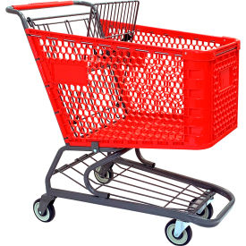 Plastic Shopping Cart, 150 Liter Capacity, Medium, Red