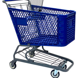 Plastic Shopping Cart, 150 Liter Capacity, Medium, Blue