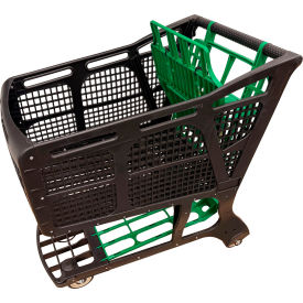 Plastic Shopping Cart with Green Seat & Tray, 190 Liter Capacity, Large, Black