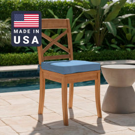 Seat Pad Cushion, Square Memory Foam Core, Sunbrella Air Blue Fabric, Set of 2
