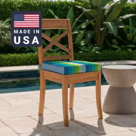 Seat Pad Cushion, Memory Foam Core, Sunbrella Seville Seaside Fabric, Set of 2