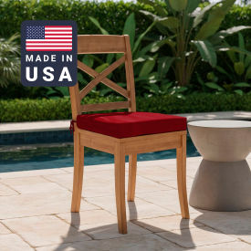 Seat Pad Cushion, Square Memory Foam Core, Sunbrella Jockey Red Fabric, Set of 2