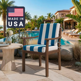 Dining Chair Cushion, Square Memory Foam Core, Sunbrella Cabana Regatta Fabric