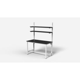 Lab Workbench with 2 Shelves, Phenolic Top, 60" x 30", White