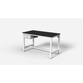 Basix Lab Workbench with Drawer, Epoxy Resin Top, 60" x 30", White