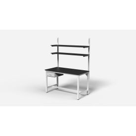 Lab Workbench with Drawer & 2 Shelves, Phenolic Top, 60" x 30", White