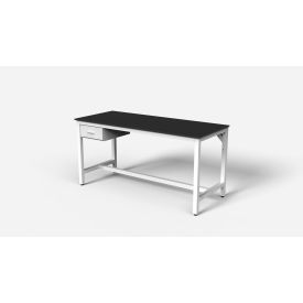 Basix Lab Workbench with Drawer, Phenolic Top, 72" x 30", White